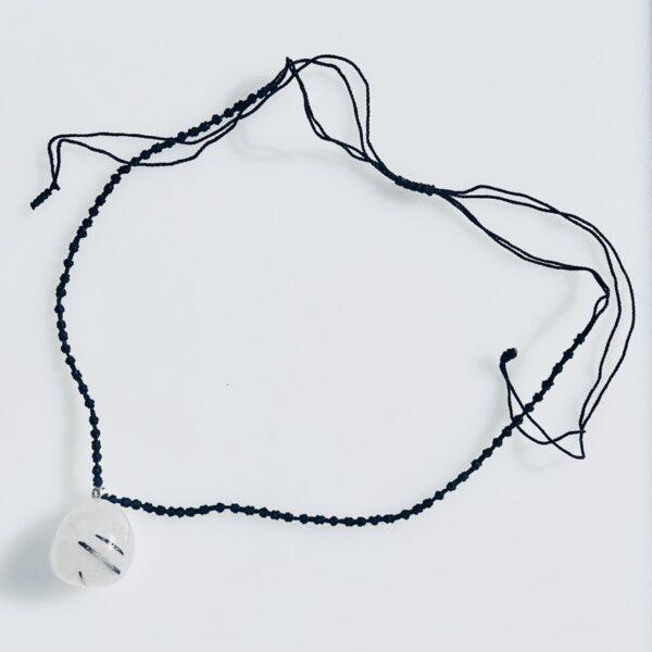 Χαλαζιας με Τουρμαλίνη Κολιε Μακραμέ